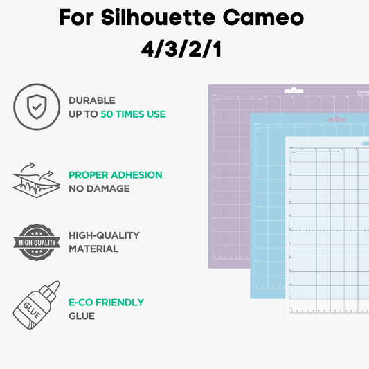 12" X 12"  Adhesive Cutting Mats For Silhouette Cameo 4 3 2 1 , Variety 4 Pack